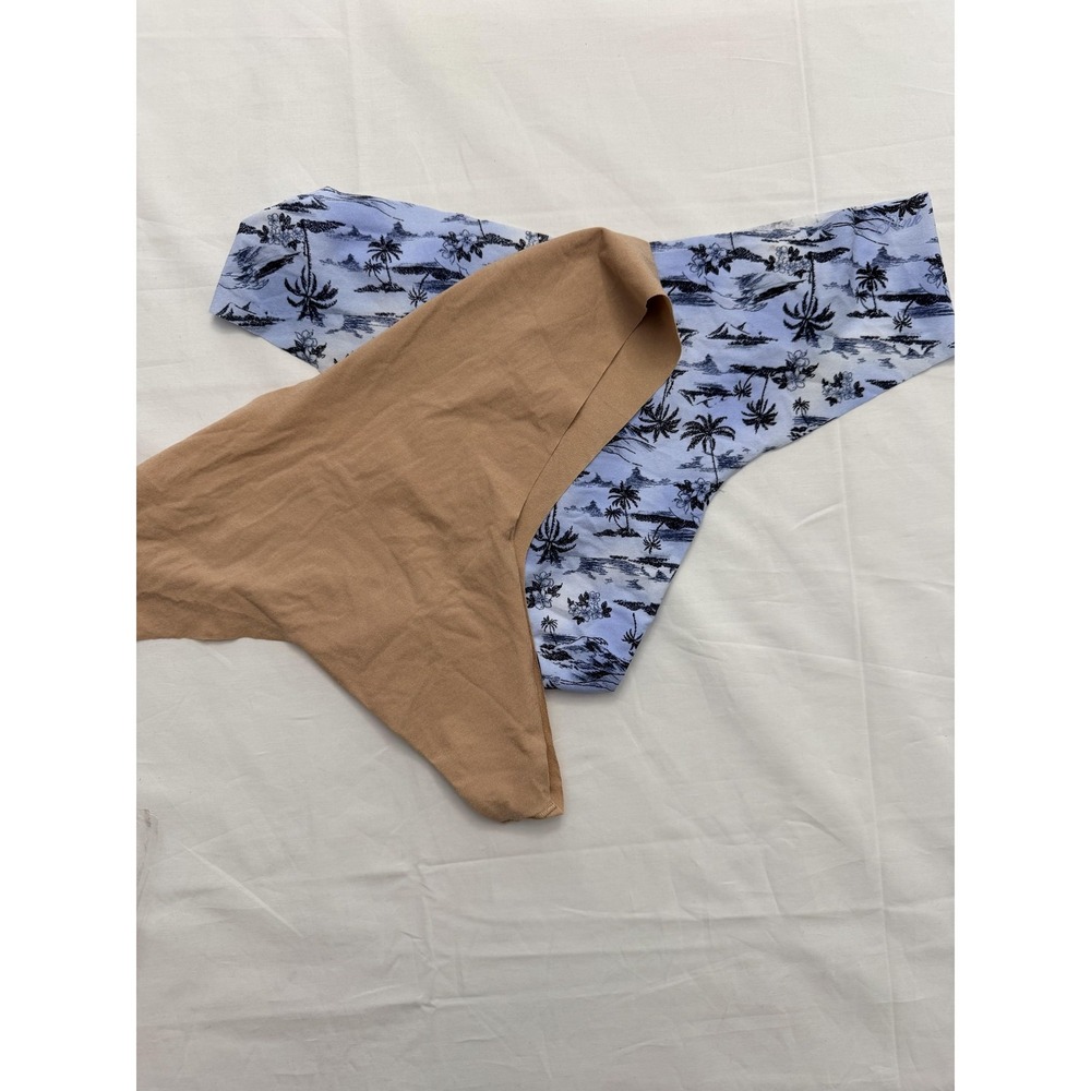 PINK Victoria's Secret Thong Panties Womens XXL Tropical Print Seamless‎ 2 Pack